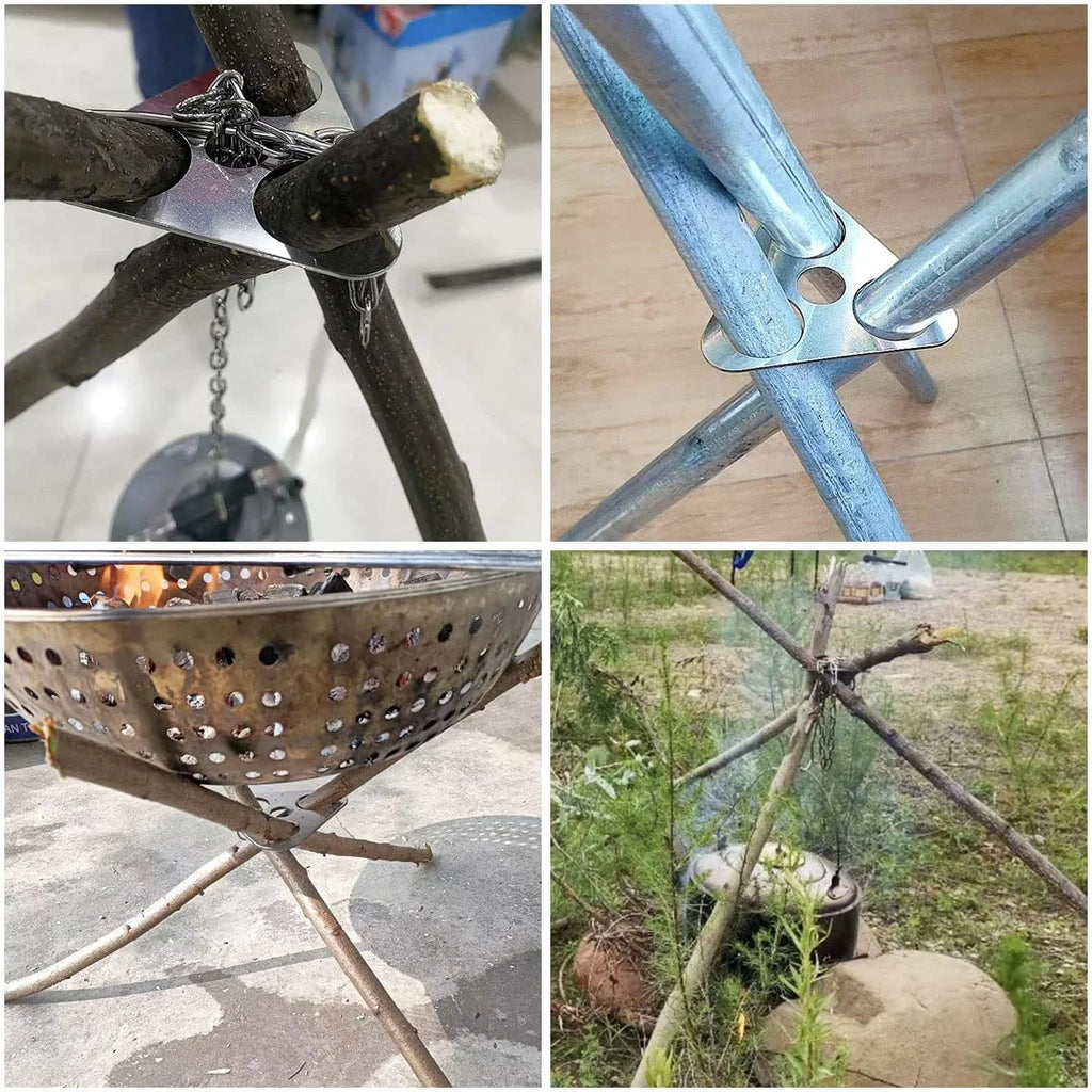 Portable Outdoor Barbecue Tripod Hanging Rack Campfire Cooking Set