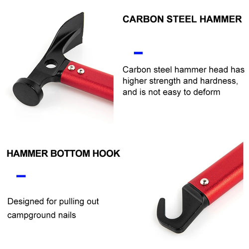 Camping Mallet with Stake Puller – Stainless Steel Tent Peg Hammer