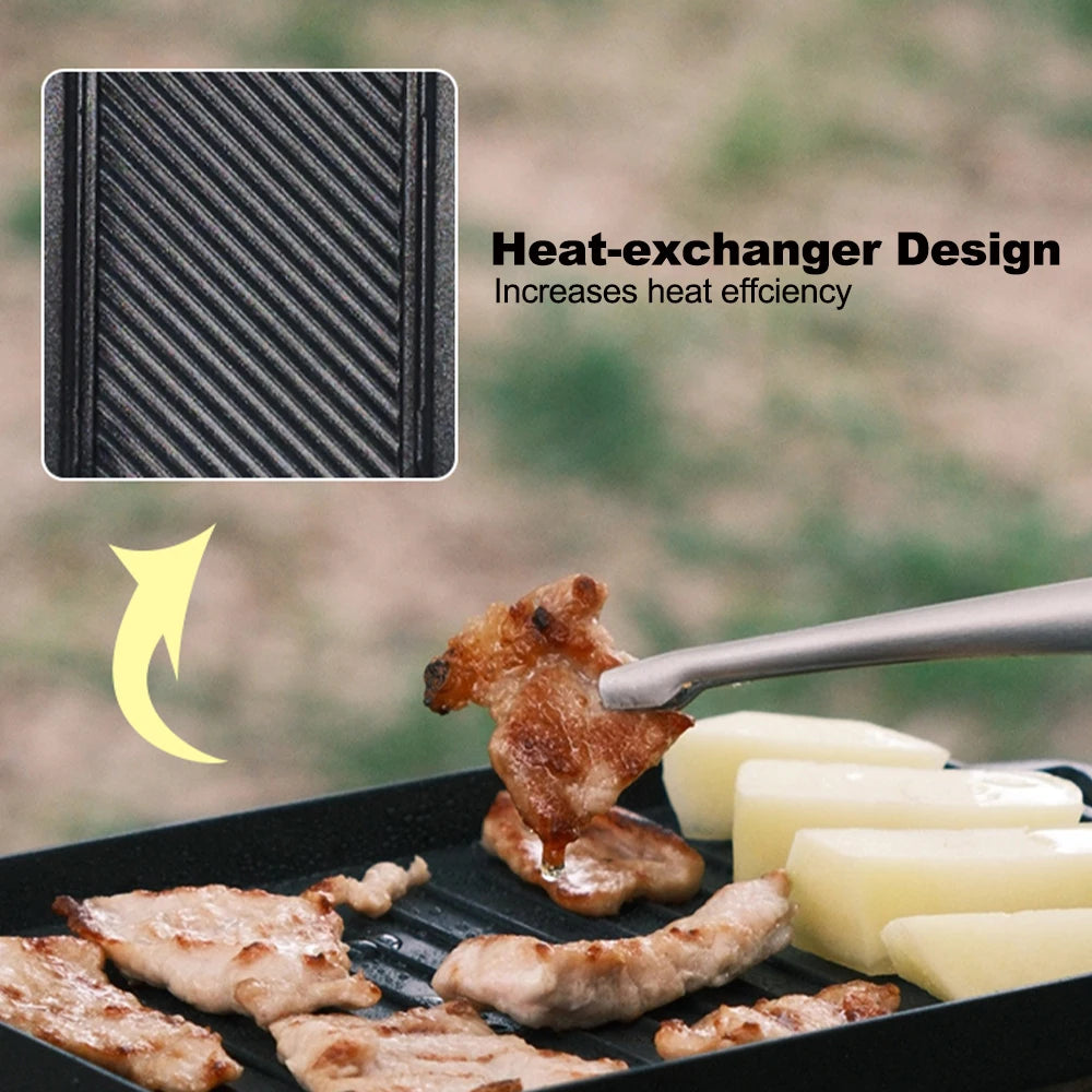 Non-Stick Camping Grill Plate Set – Heat-Resistant Rectangular BBQ Plate