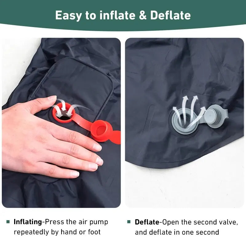 Inflatable Camping Sleeping Pad with Pillow – Ultralight Air Mattress with Built-in Pump