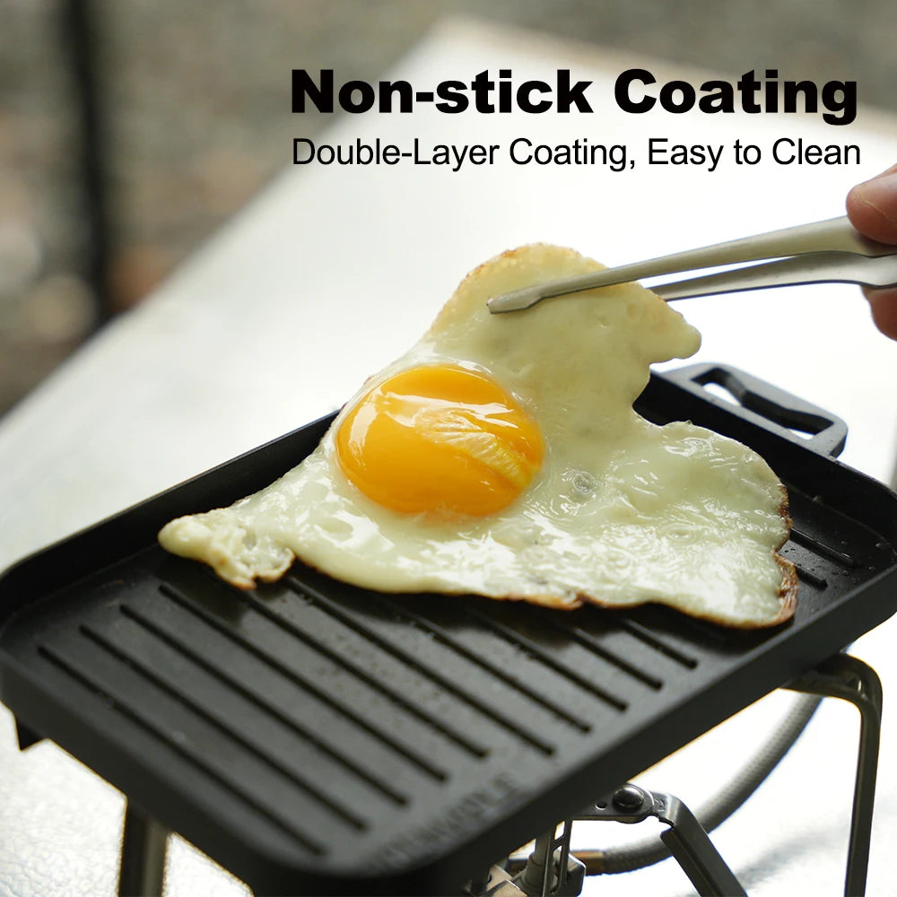 Non-Stick Camping Grill Plate Set – Heat-Resistant Rectangular BBQ Plate