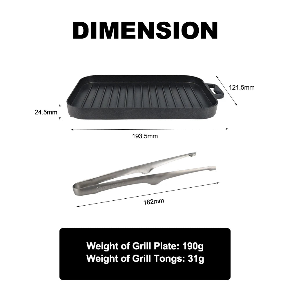 Non-Stick Camping Grill Plate Set – Heat-Resistant Rectangular BBQ Plate
